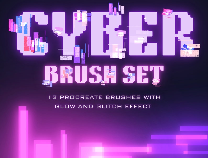 Glitch and Glow Brush Set for Procreate Cyber Brush Pack 13 Procreate