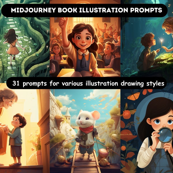 Midjourney Prompts for Children Book | Book Illustration Prompts in Various Styles | 2D and 3D AI Prompts | Cartoon Style Ai Art | Whimsical