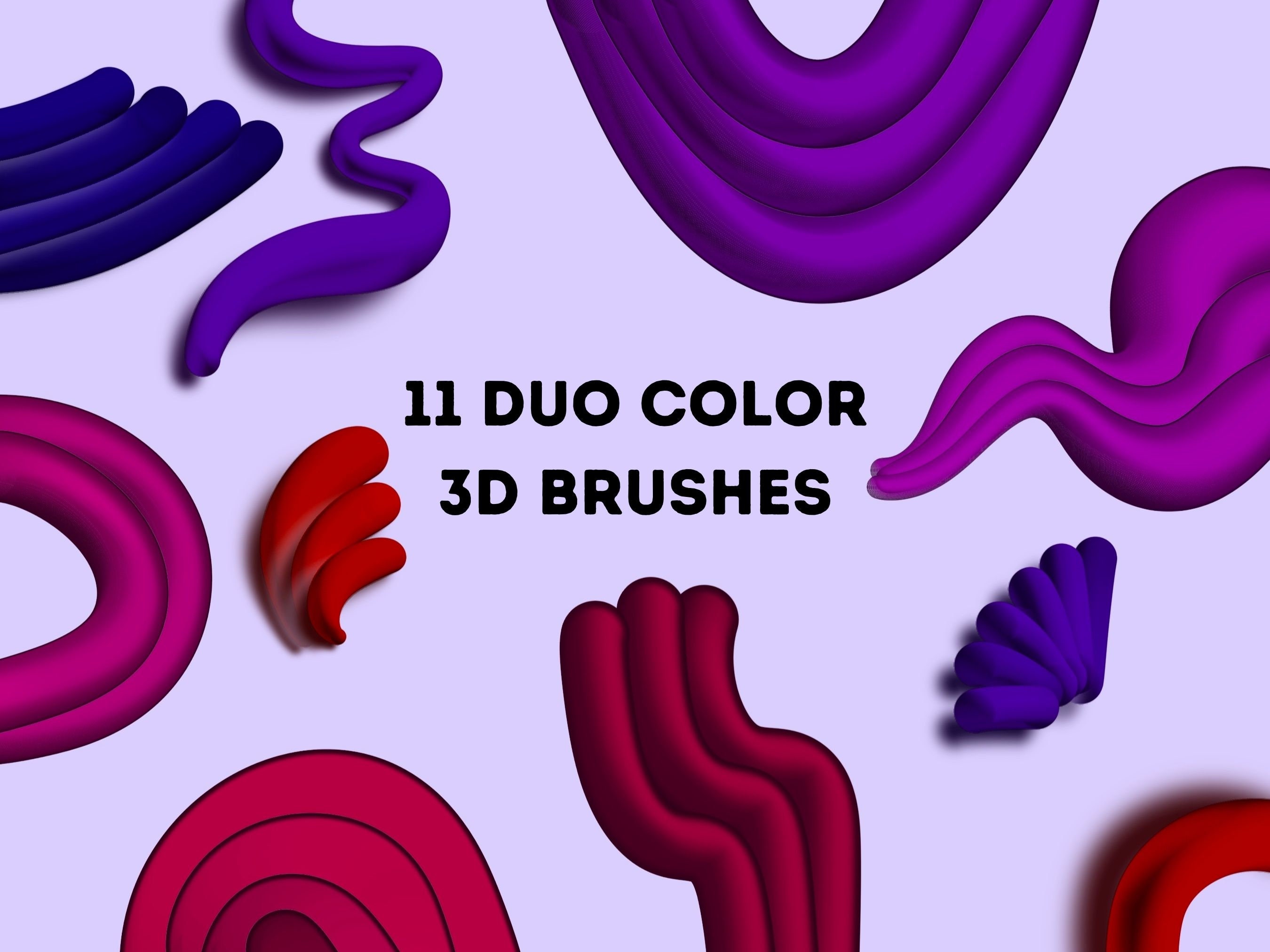 3D Procreate Brushes Duo Color Brush Set Procreate Effects 3D Brush for