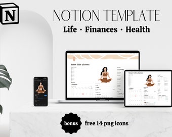 Notion Template Life Planner | Dark and Light Version plus 14 kostenlose Icons | Minimalismus Begriff Dashboard | Vorstellungsvorlage 2022-2023