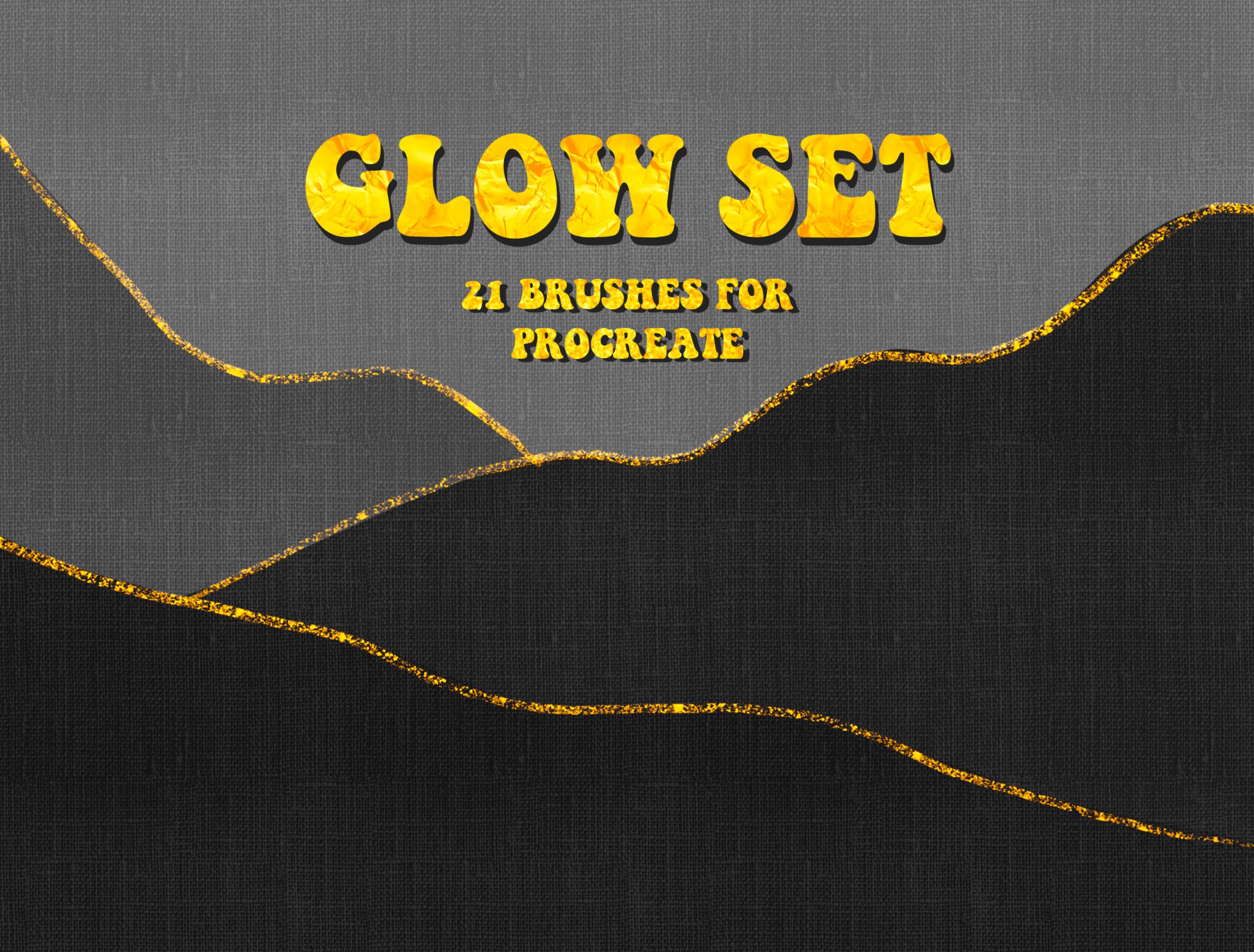 Glow Brush Set for Procreate – Gold, Glitter, Metallic Shimmer Brushes for Lettering, Jewelry and Art