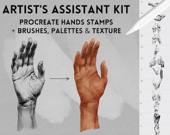 Kit de asistente Procreate para dibujo de iPad / Pincel de textura de papel gratuito, paletas, pinceles / Sellos de mano / Pareja / Amantes / Boceto
