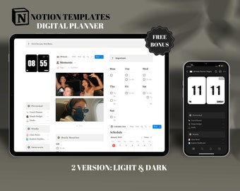 2 Notion Templates | 10 Abstrakte Begriff Icons | 2023 Notion Planer | Begriff Dashboard Vorlage | Ultimativer digitaler Planer