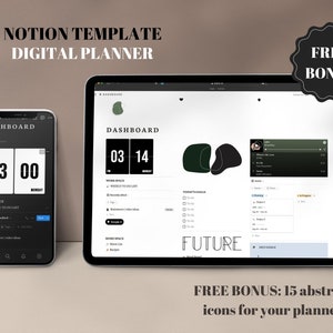 Notion Template Life Planner | Dark and Light Version plus 15 Abstract Icons | Minimalism Notion Dashboard | notion template 2022-2023