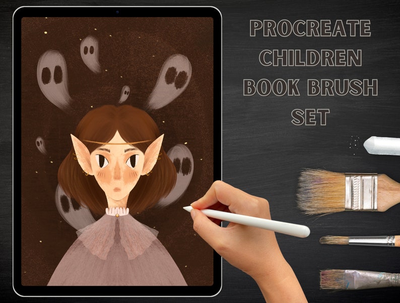Procreate Kinderbuch Illustration Pinsel Set Wunderliche Bündel von 14 künstlerischen Pinseln für iPad Zeichnung Soulny Art Bleistift & Decor Set Bild 1
