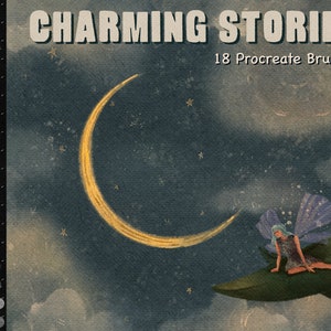Charming Stories Procreate-borstelset | Aquarel, papier, canvastextuur, inkt, schets | Digitale teken- en schilderset voor iPad | Soulny