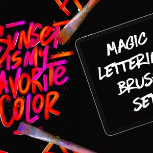 Juego de 18 pinceles mágicos especiales para Procreate de Soulny / Pinceles multicolores para diseño de letras en 3 estilos / Sellos de pintura / Pinceles ásperos