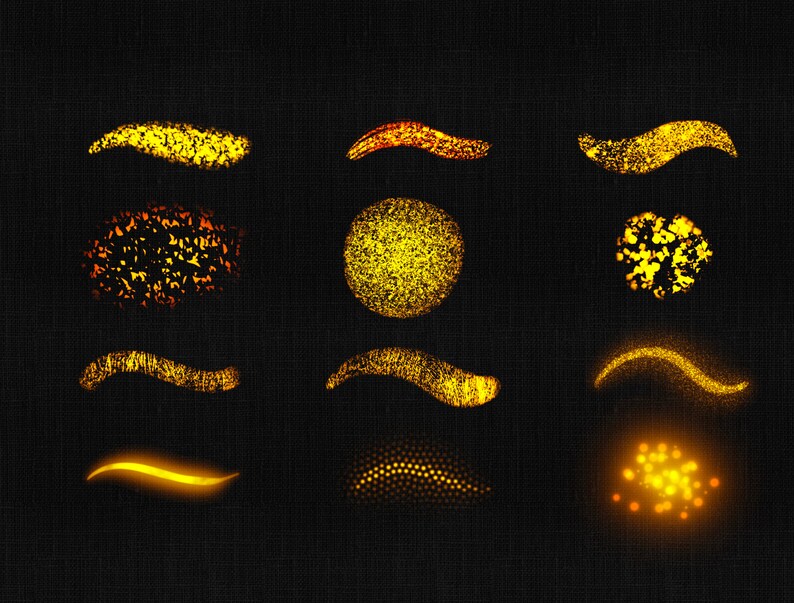 Glow Procreate Brush Set: Gold Glitter Texture Brushes (digital ...
