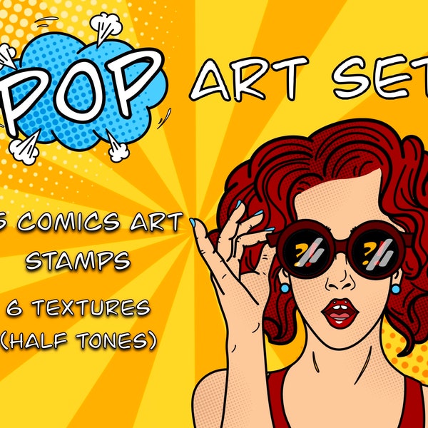 Pop Art Brush Set of 50+ for Procreate | Comics Art Procreate Stamps | Half Tone | Procreate Texture Brush Pack | 51 Procreate Brushes