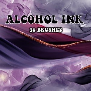 Alcohol Ink Procreate Brushes + BONUS Glitter Brushes; Alcohol Ink Kit with Paper Texture; Digital Brushes for Procreate; Overlay Textures