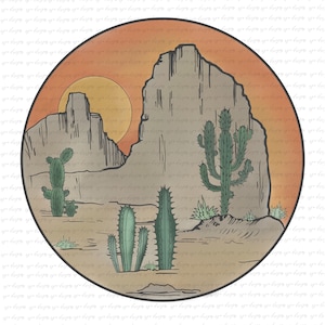 Desert Cactus PNG: Western Sublimation Design (Digital Download)