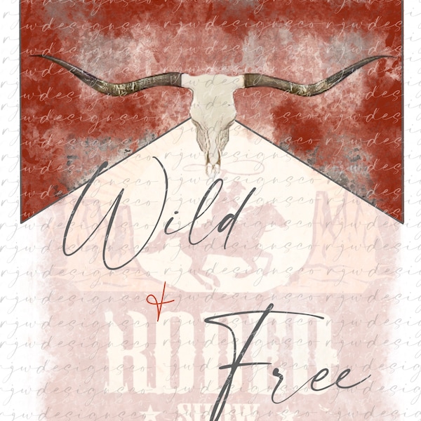 Wild and free western png, skull png, rodeo