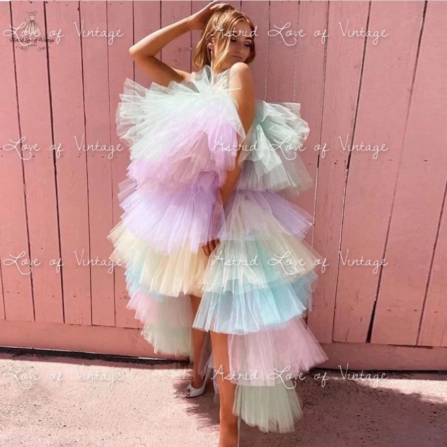 Rainbow Layered Tulle Skirt, Tiered Tulle Long Party Skirt, Prom Skirt, Fairy Tulle Skirt