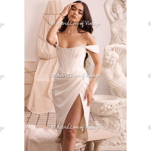 White Dress Corset Goddess Ermis Royal Core Etsy