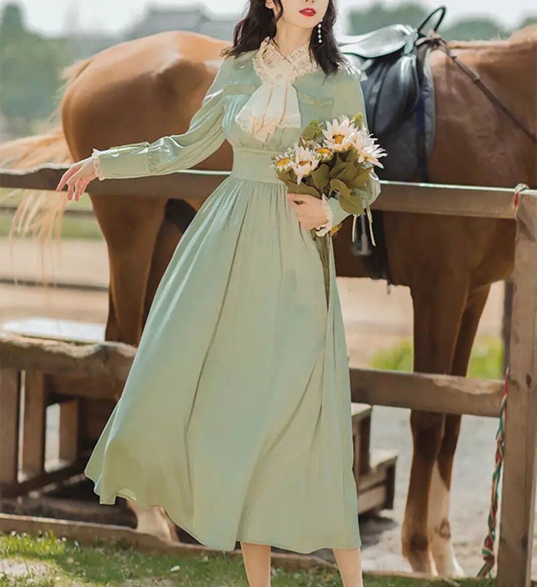 Green top 40s dress