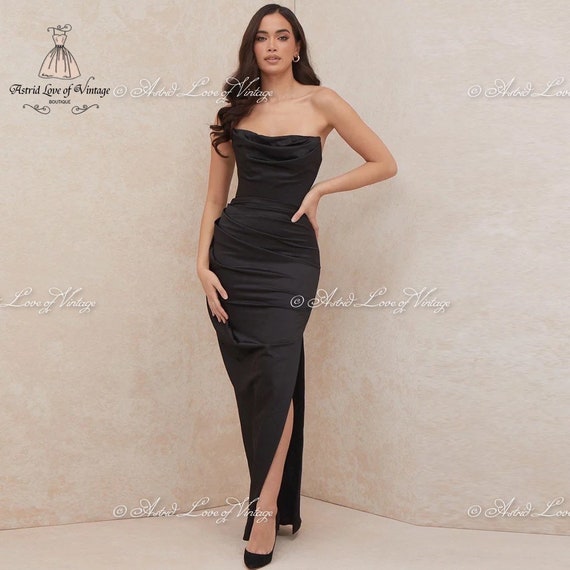 Mitones Interpersonal acampar Vestido royal core corset negro fiesta largo full length - Etsy España