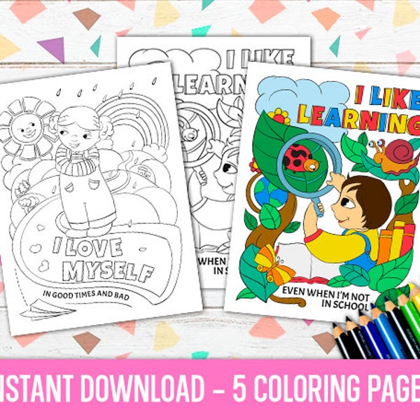 Motivation for Girls & Self-Love Printable Coloring Pages, Girls Digital Printables, Girls Coloring Printables, Coloring Pages for Girls