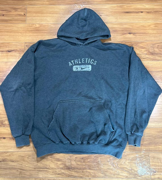 Vintage 90s Nike Athletics Middle Swoosh Gray Distressed Hoodie