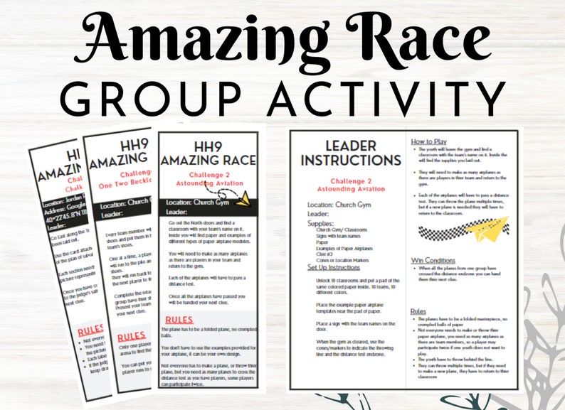 Amazing Race Printable Game Etsy