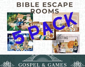 Bibel Escape Room Spiele - 5er Pack Printable | Christliche Jugend- und Familienschrift-Puzzles