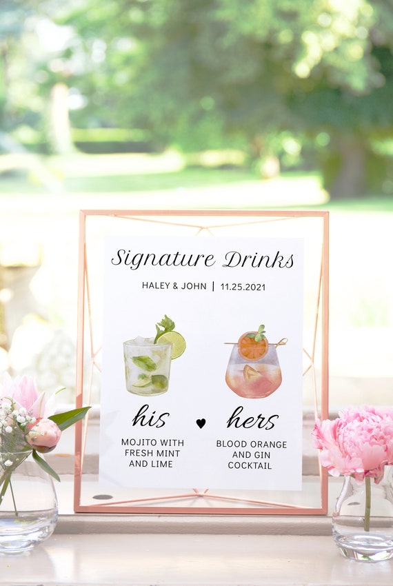 His and Hers Signature Cocktail Drink Wedding Drink - Etsy