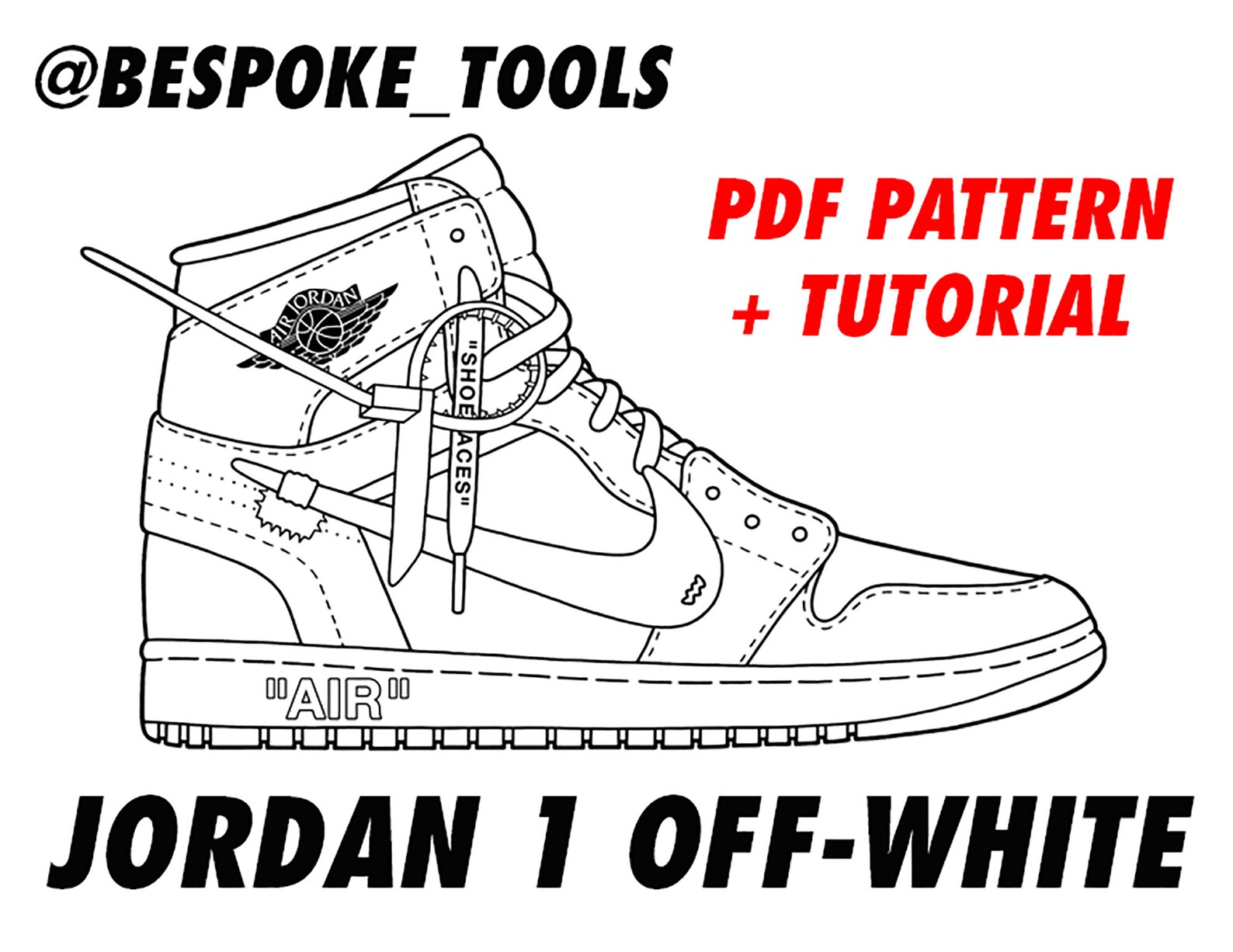 Air Jordan 1 OFF WHITE High Shoe Pattern size 6.5US/39EUR Etsy