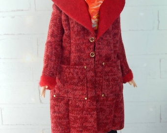Doll Clothes 1/6 scale 11.5 inch, Doll Red Coat