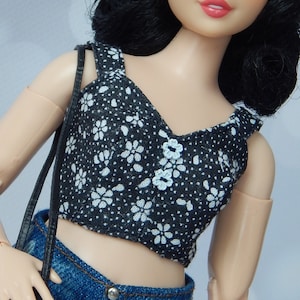 Ropa para muñecas escala 1/6 11,5 pulgadas, Top negro para muñecas