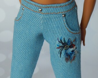 Doll Clothes 1/6 scale 11.5 inch, Doll Printed Jeans