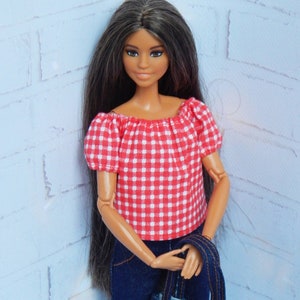 Doll Clothes 1/6 scale 11.5 inch, Doll Plaid Top