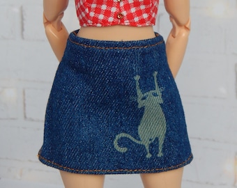 Doll Clothes 1/6 scale 11.5 inch, Doll Denim Skirt