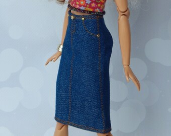 Doll Clothes 1/6 scale 11.5 inch, Doll Midi Skirt