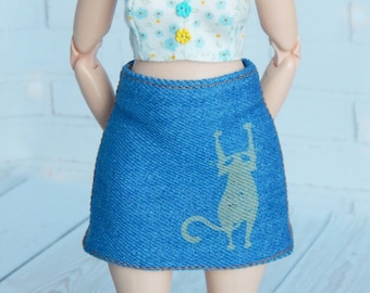 Doll Clothes 1/6 scale 11.5 inch, Doll Cat Skirt