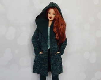 Doll Clothes 1/6 scale 11.5 inch, Doll Green Coat