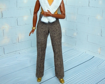 Doll clothes 1/6 scale 11.5 inch, Doll Tweed Pants