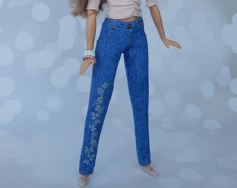 Doll Clothes 1/6 scale 11.5 inch, Doll Bright Blue Jeans