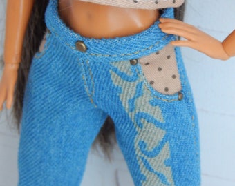 Doll Clothes 1/6 scale 11.5 inch, Doll Dots Jeans