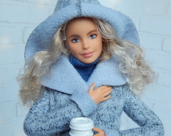 Doll Clothes 1/6 scale 11.5 inch, Doll Gray Coat