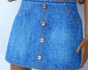 Doll Clothes 1/6 scale 11.5 inch, Doll Denim Skirt