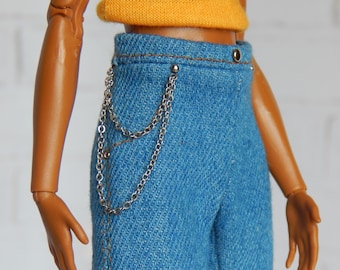 Doll Clothes 1/6 scale 11.5 inch, Doll Chain Jeans