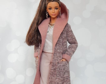 Doll Clothes 1/6 scale 11.5 inch, Doll Pink Coat