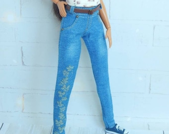 Doll Clothes 1/6 scale 11.5 inch, Doll Belt Jeans