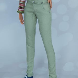May include: A pair of light green pants with a straight leg fit. The pants have a zipper fly and button closure. The pants are made of a soft, comfortable fabric.