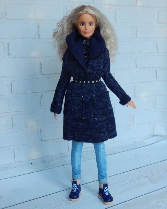 Doll Clothes 1/6 scale 11.5 inch, Doll Blue Coat