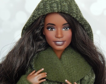 Doll Clothes 1/6 scale 11.5 inch, Doll Green Coat