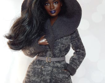 Doll Clothes 1/6 scale 11.5 inch, Doll Gray Coat
