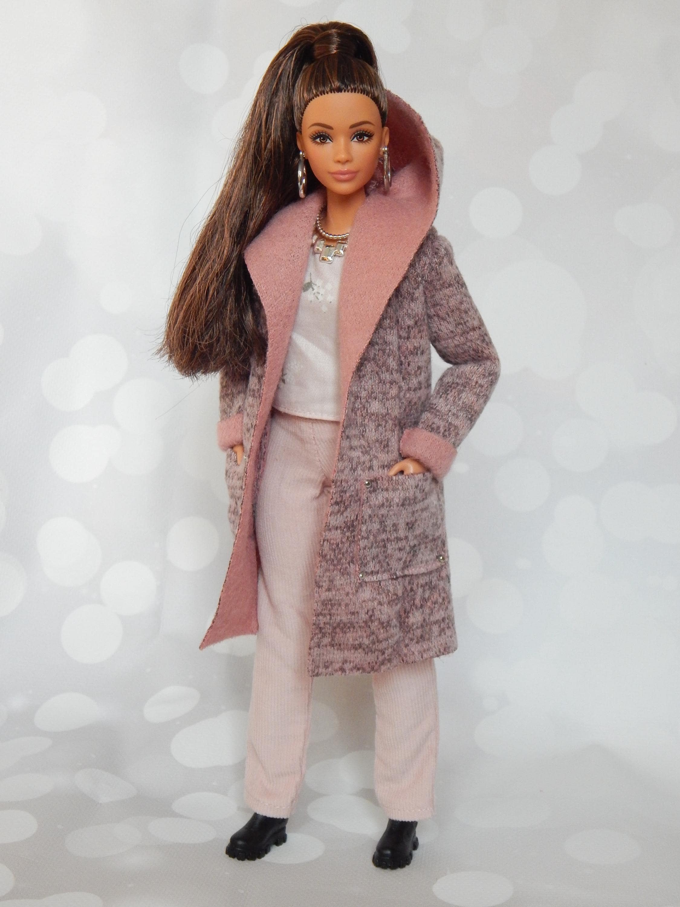 Ropa para muñecas escala 1/6 de 11,5 pulgadas, abrigo rosa para muñecas