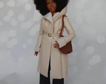 Doll Clothes 1/6 scale 11.5 inch, Doll Leather Coat