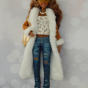Doll Clothes 1/6 scale 11.5 inch, Doll Fur Coat