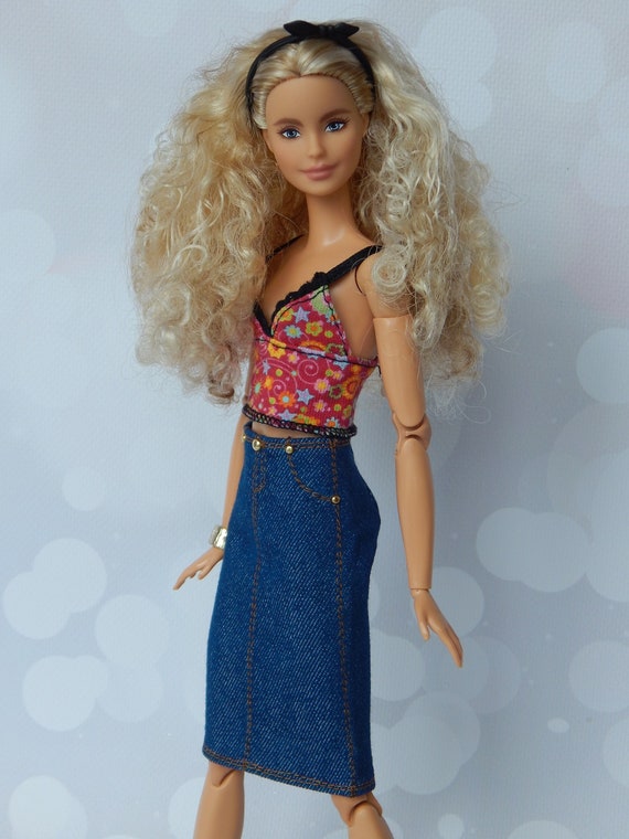 Doll Clothes 1/6 scale 11.5 inch, Doll Midi Skirt